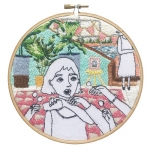 <b>The Twelve Rooms Series - Room #11</b><br/>wooden hoop, cotton embroidery thread, cotton canvas<br/><br/>Ø 15.2 cm<br/>2016<br/>